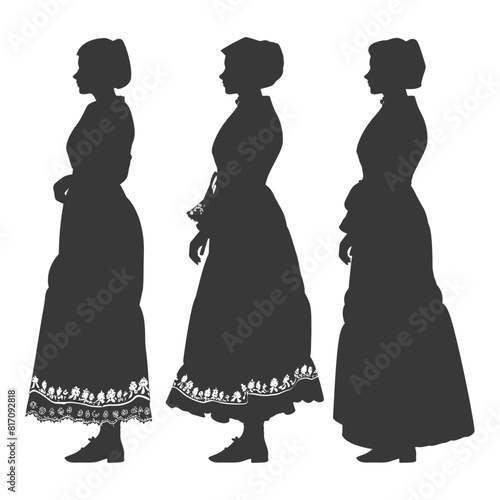 silhouette independent russian women wearing sarafan black color only