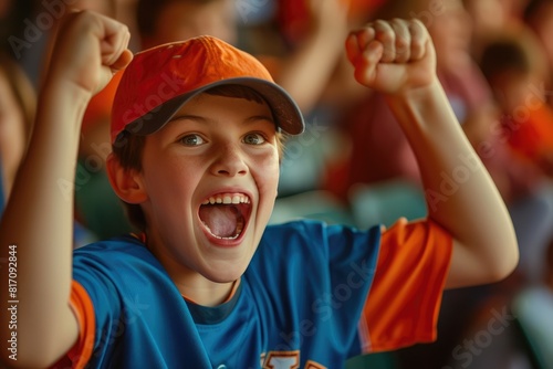 Enthusiastic Spectator: Front-Row Excitement at Little League Match photo