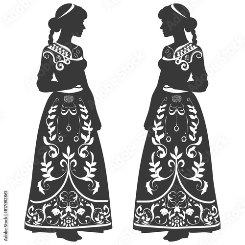 silhouette independent russian women wearing sarafan black color only