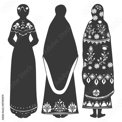 silhouette independent russian women wearing sarafan black color only