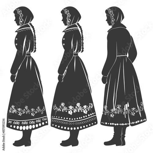 silhouette independent russian women wearing sarafan black color only