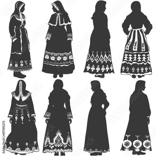 silhouette independent russian women wearing sarafan black color only