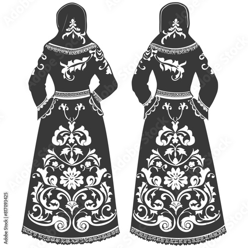 silhouette independent russian women wearing sarafan black color only