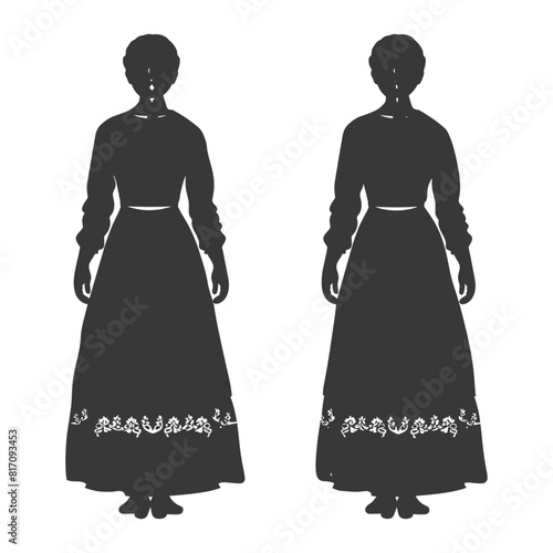 silhouette independent russian women wearing sarafan black color only