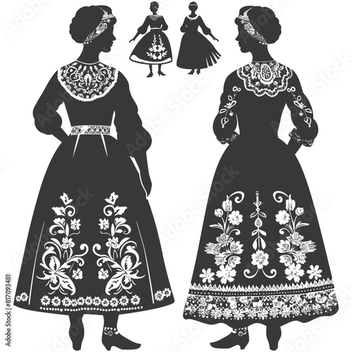 silhouette independent russian women wearing sarafan black color only
