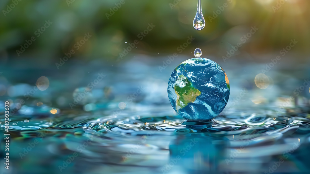 Ecology concept. Planet Earth inside of water drop. Ecology concept. Planet Earth inside of water drop.