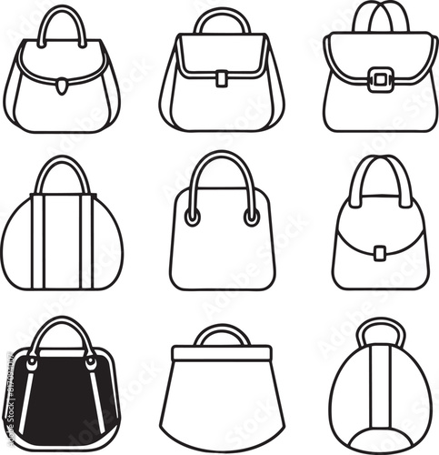 set of bag silhouette illustration isolated on white background