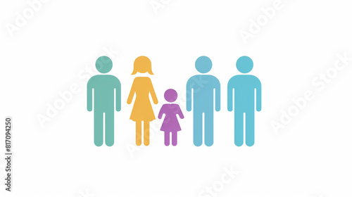A family activity analysis icon  with four people of varying colors against a white backdrop.