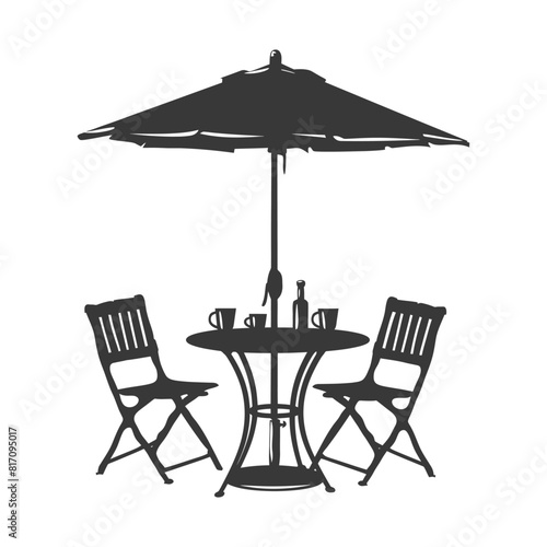 silhouette street cafe table chairs and umbrella black color only © NikahGeh