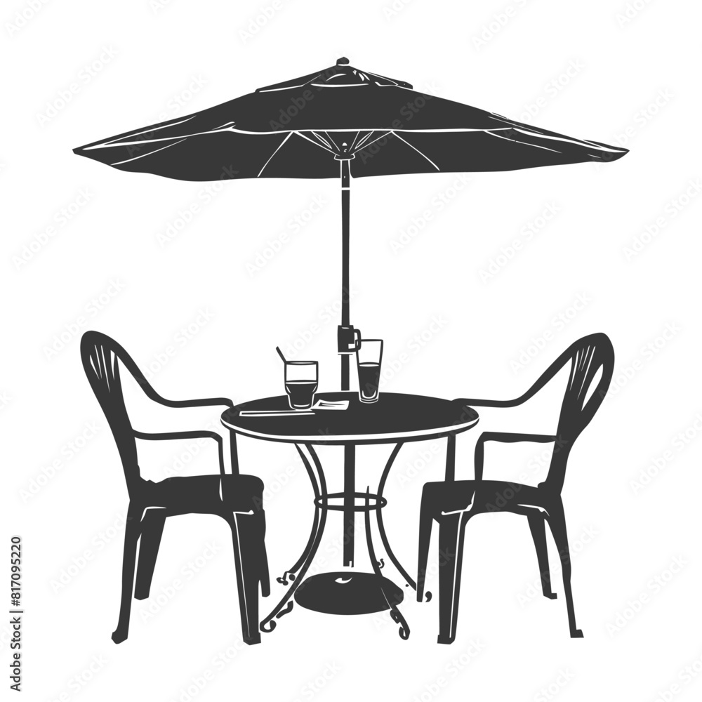 silhouette street cafe table chairs and umbrella black color only silhouette street cafe table chairs and umbrella black color only