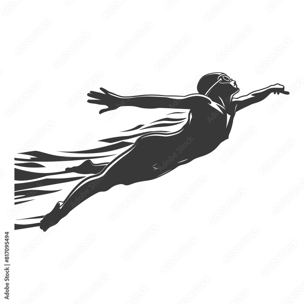 silhouette swimmer athlete in action black color only silhouette swimmer athlete in action black color only