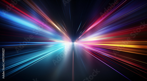 Abstract and Neon futuristic technology glowing lines background with colorful motion effect.