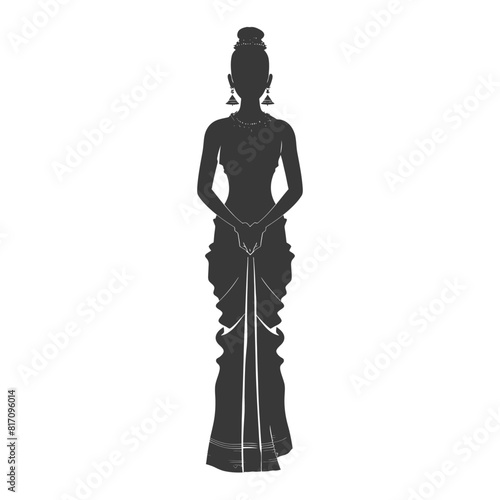 silhouette independent thai women wearing chut thai black color only