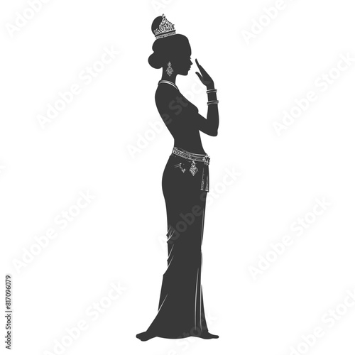 silhouette independent thai women wearing chut thai black color only