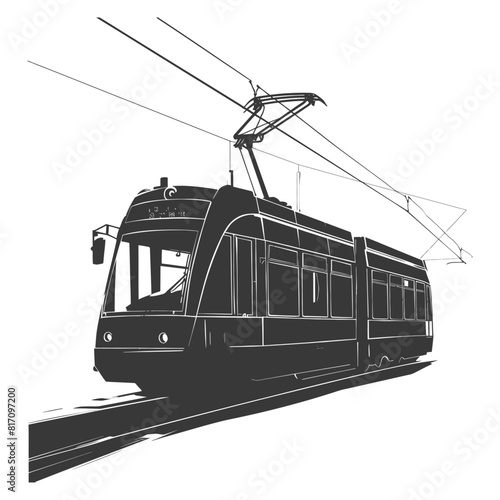 silhouette tram cable car railway black color only