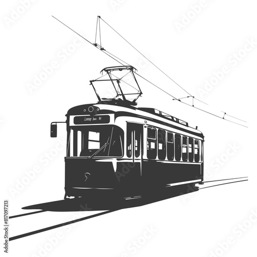 silhouette tram cable car railway black color only