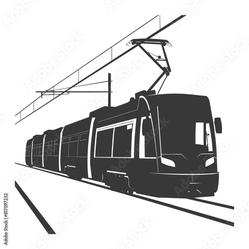 silhouette tram cable car railway black color only