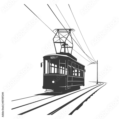silhouette tram cable car railway black color only