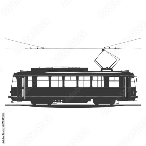 silhouette tram cable car railway black color only
