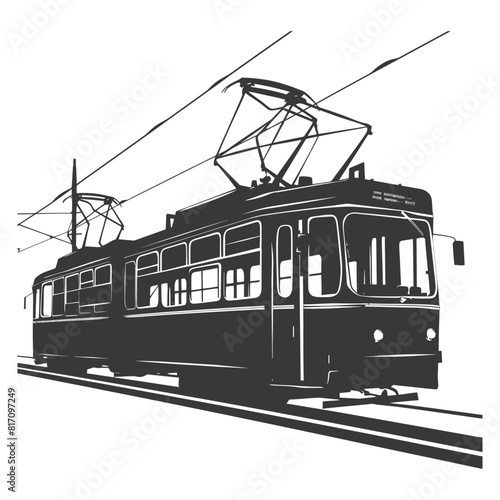 silhouette tram cable car railway black color only