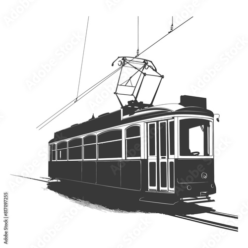 silhouette tram cable car railway black color only