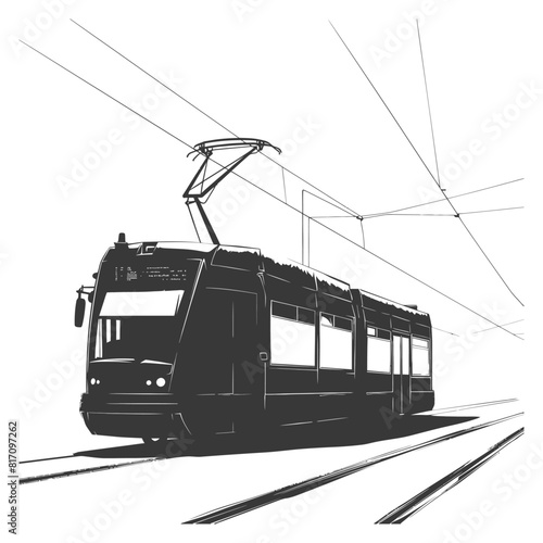 silhouette tram cable car railway black color only