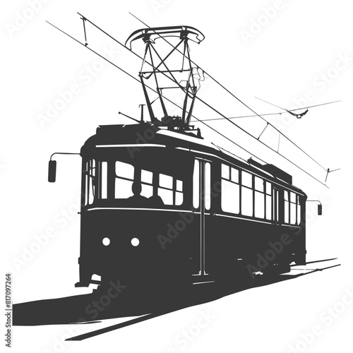 silhouette tram cable car railway black color only