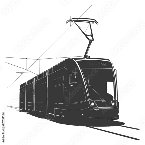 silhouette tram cable car railway black color only