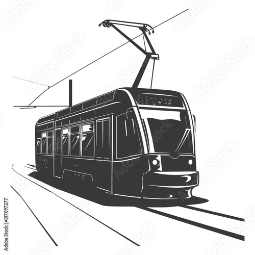 silhouette tram cable car railway black color only