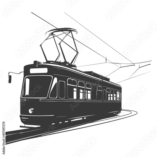 silhouette tram cable car railway black color only