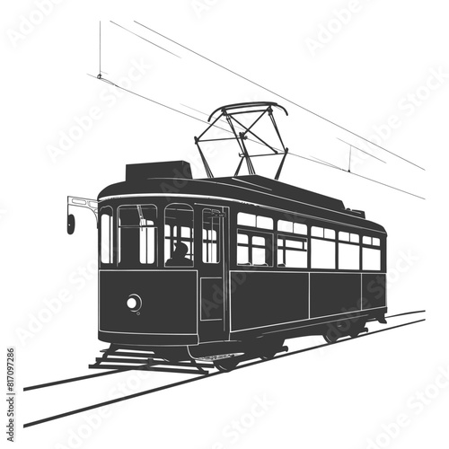 silhouette tram cable car railway black color only