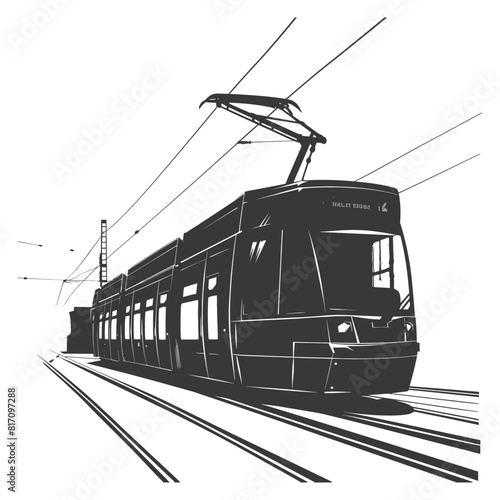 silhouette tram cable car railway black color only