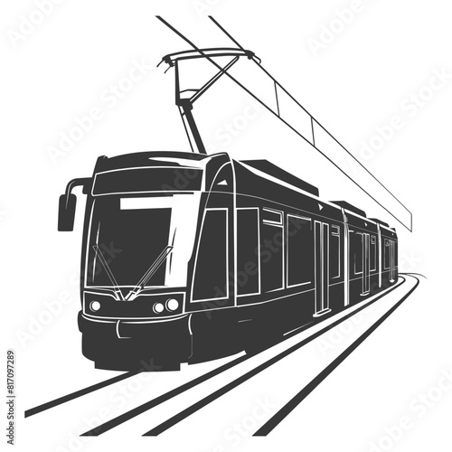 silhouette tram cable car railway black color only