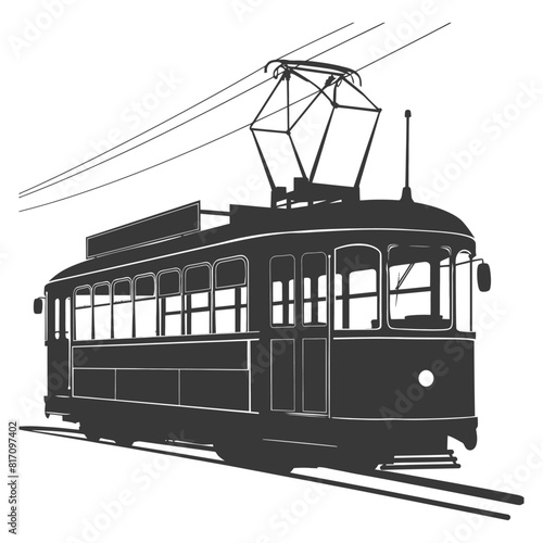 silhouette tram cable car railway black color only