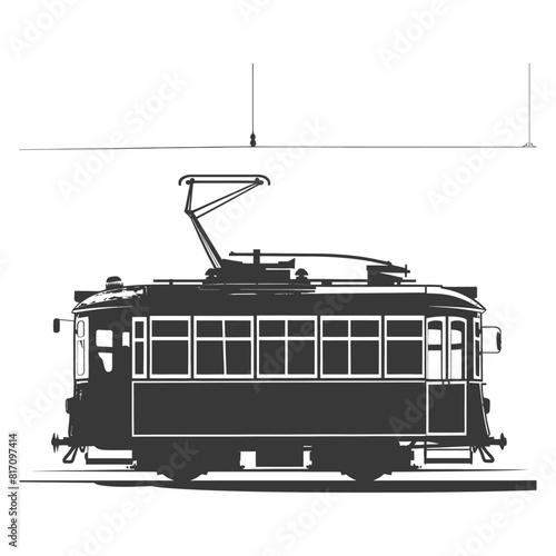 silhouette tram cable car railway black color only