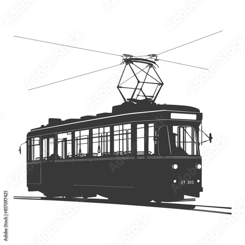 silhouette tram cable car railway black color only