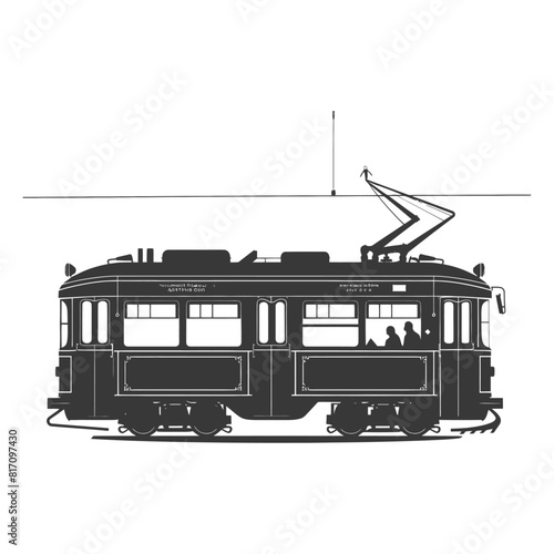 silhouette tram cable car railway black color only