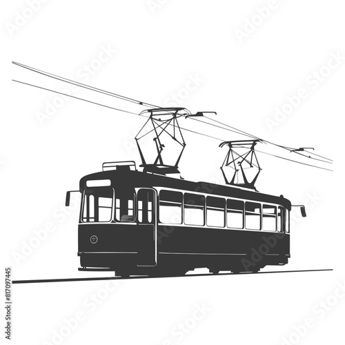silhouette tram cable car railway black color only