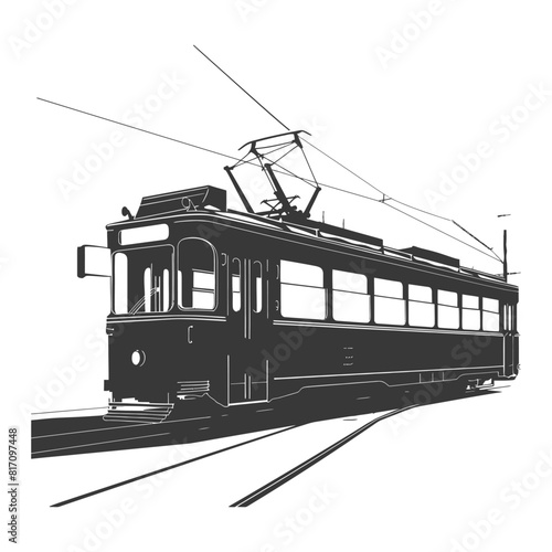 silhouette tram cable car railway black color only
