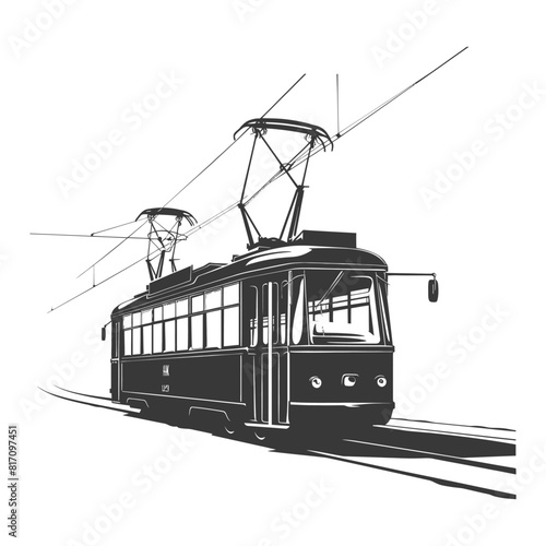 silhouette tram cable car railway black color only