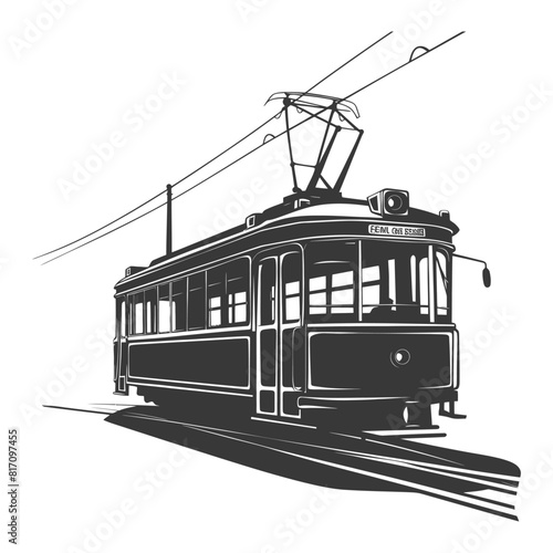 silhouette tram cable car railway black color only