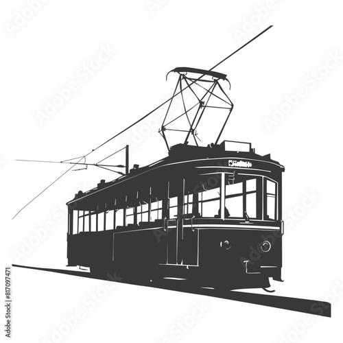 silhouette tram cable car railway black color only