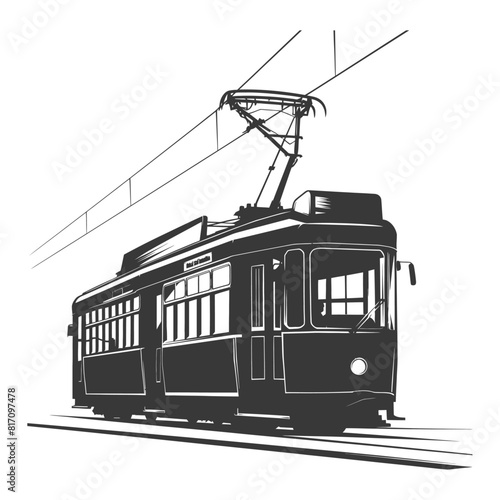silhouette tram cable car railway black color only