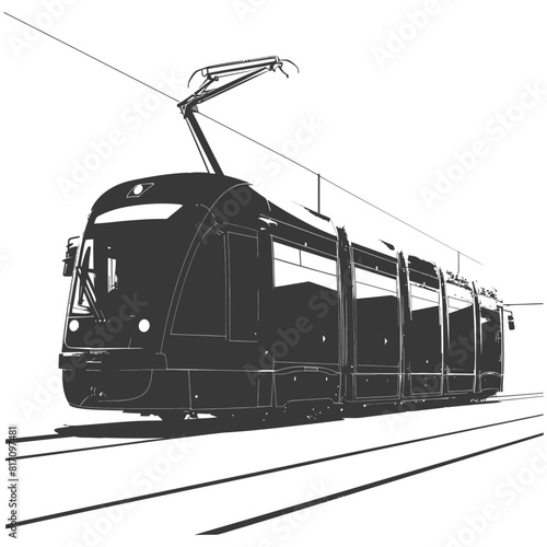 silhouette tram cable car railway black color only
