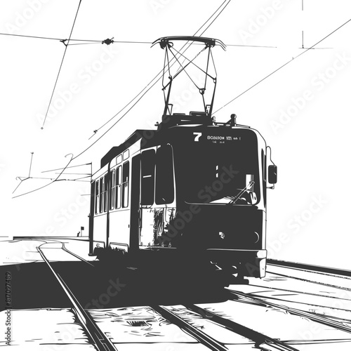 silhouette tram cable car railway black color only