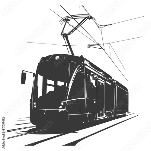 silhouette tram cable car railway black color only