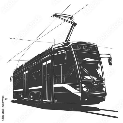 silhouette tram cable car railway black color only