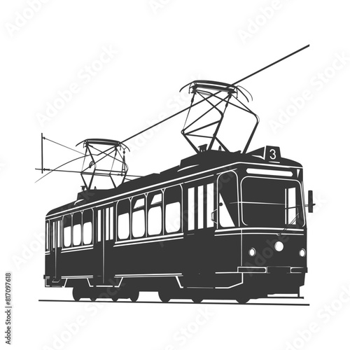 silhouette tram cable car railway black color only