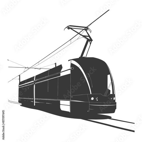 silhouette tram cable car railway black color only