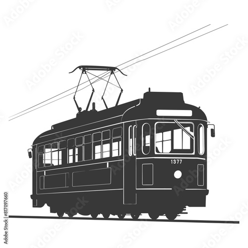 silhouette tram cable car railway black color only